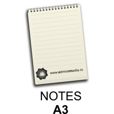 Notesuri, bloc notes personalizate A3, 50 file, spira