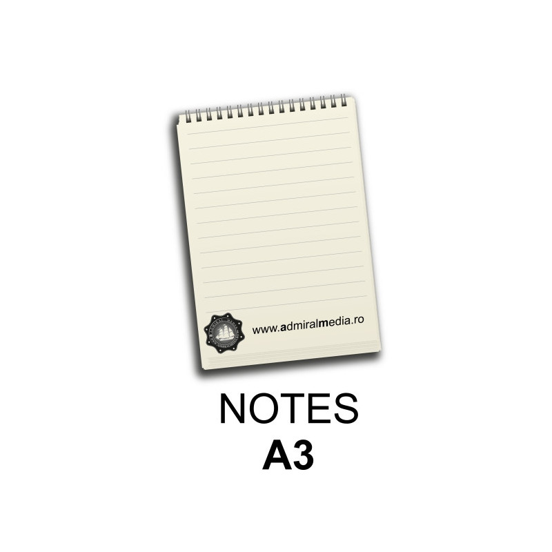 Notesuri, bloc notes personalizate A3, 50 file, spira