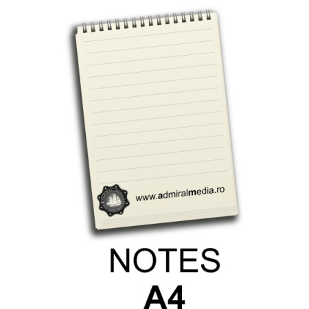 Notesuri, bloc notes personalizate A4, 30 file, spira