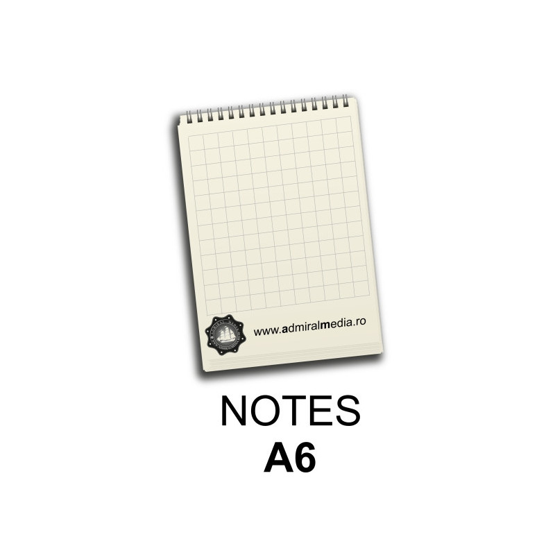 Notesuri, bloc notes personalizate A6, 50 file, spira