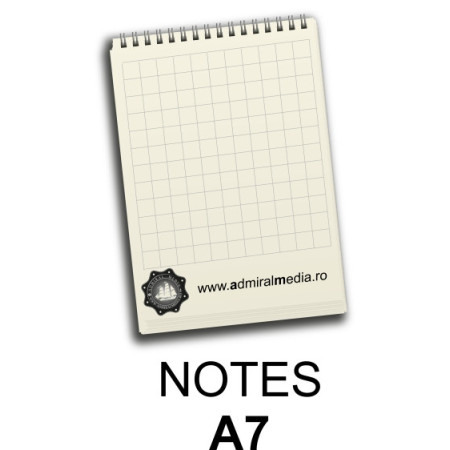 Notesuri, bloc notes personalizate A7, 50 file, spira