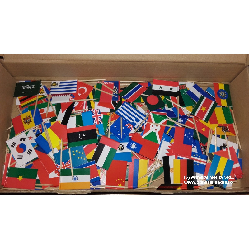 Set 50 stegulete scobitoare tarile lumii Set 50 stegulete scobitoare tarile lumii