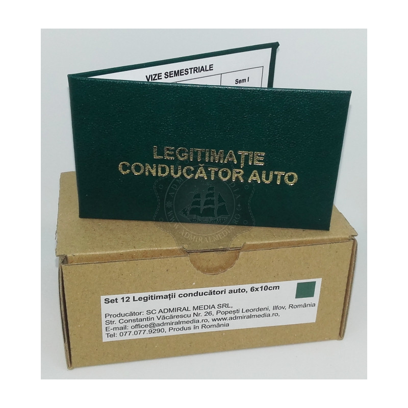 Set 12 Legitimatii conducator auto agreate ARR 2026, Verde, 6x10cm