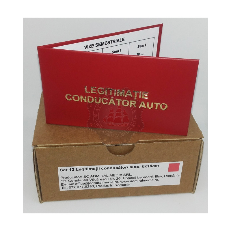 Set 12 Legitimatii conducator auto agreate ARR 2026, Rosu, 6x10cm